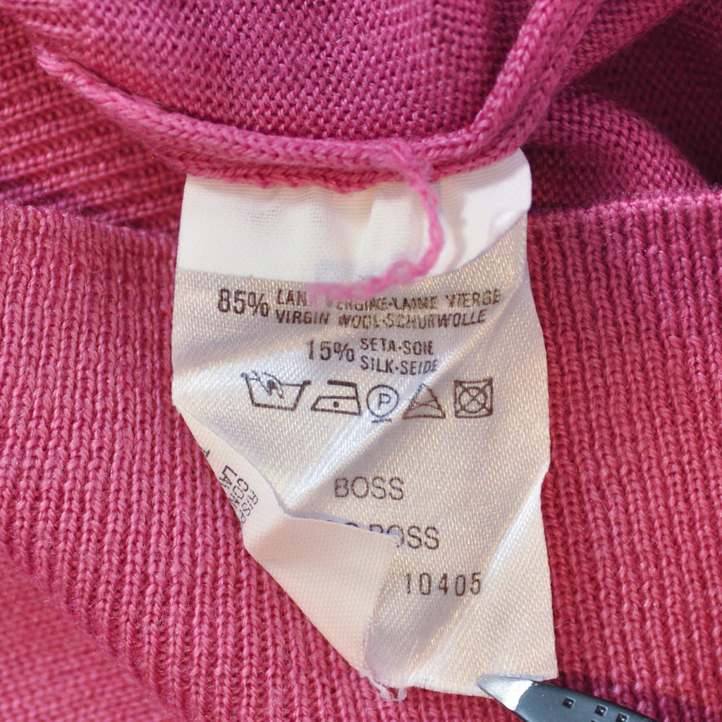 Hugo Boss Pink Silk Wool Collared Knit