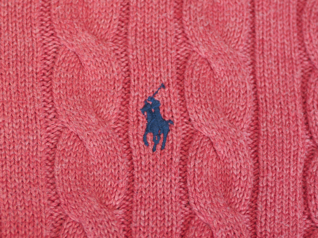 Polo Ralph Lauren Pink Cable Knit Quarter Zip Sweater