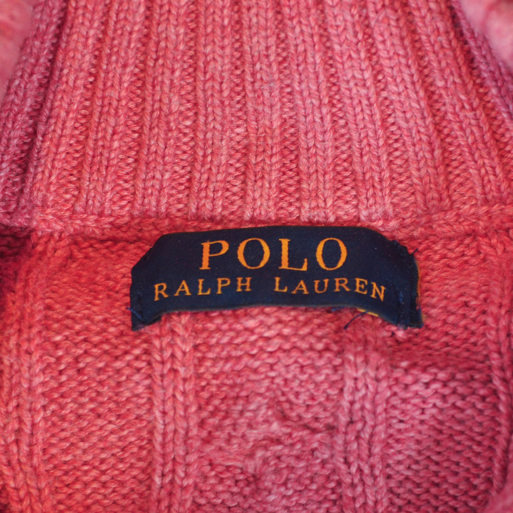 Polo Ralph Lauren Pink Cable Knit Quarter Zip Sweater