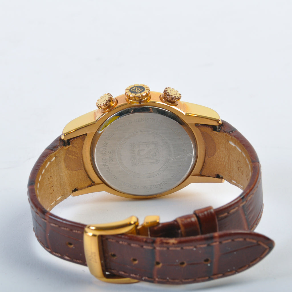 ESQ by Movado Quest Salmon Dial Big Date Chronograph Watch