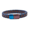 Brown and Blue Woven Leather Bracelet