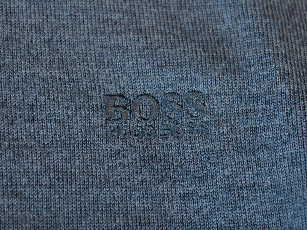 Hugo Boss Grey Extrafine Merino Wool Crew Neck Sweater
