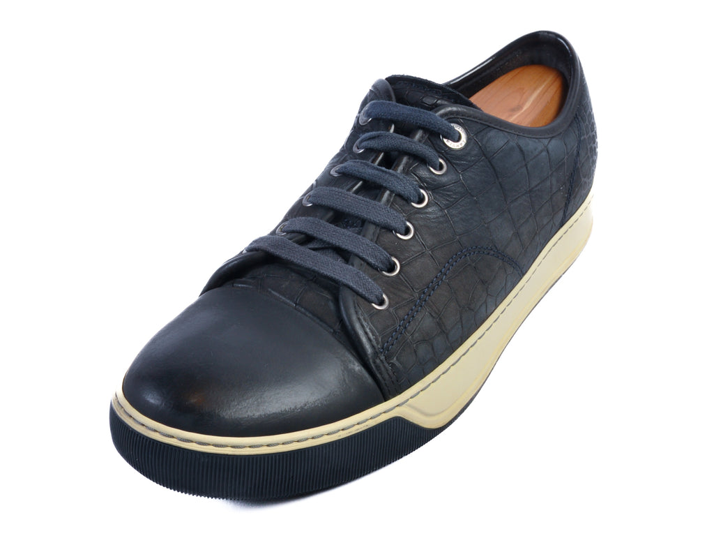 Lanvin Dark Blue Embossed Sneakers