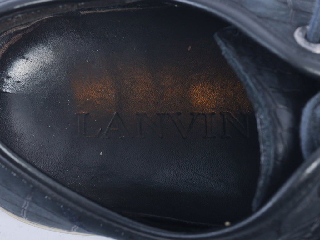 Lanvin Dark Blue Embossed Sneakers