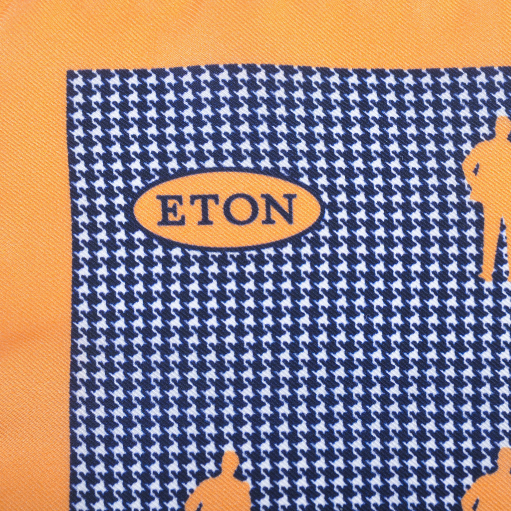 Eton Peach Orange Trimmed Houndstooth Pocket Square