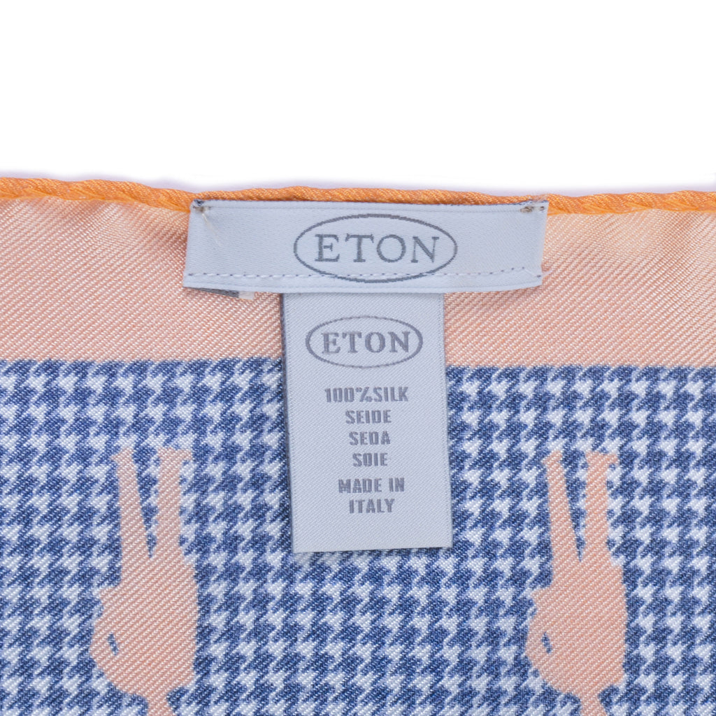Eton Peach Orange Trimmed Houndstooth Pocket Square