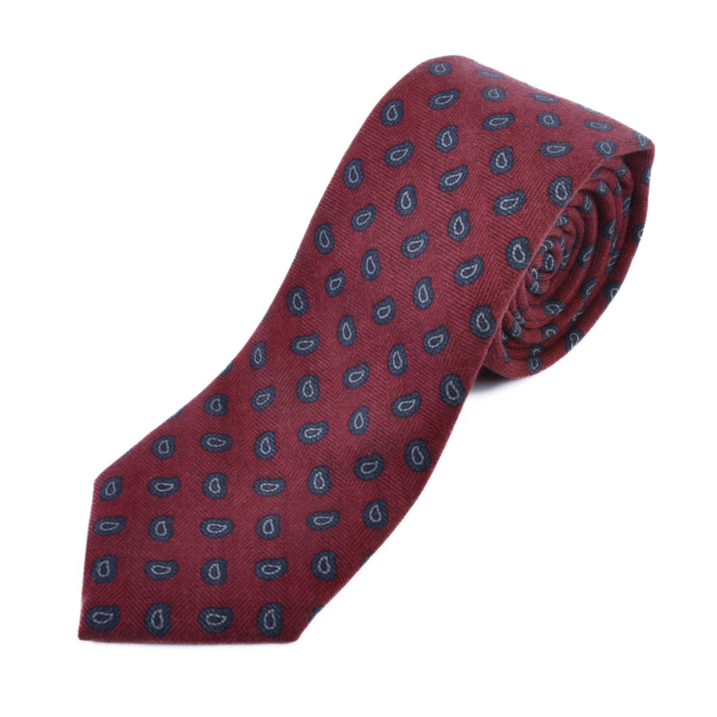 Ermenegildo Zegna Brown Paisley Brushed Silk Tie