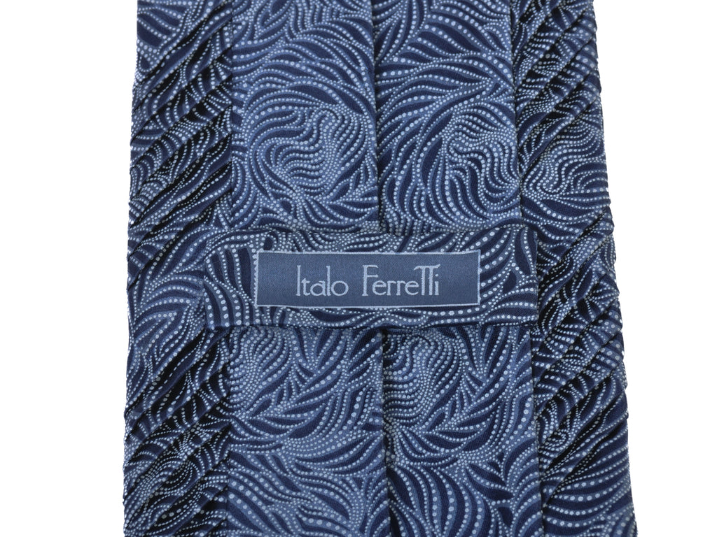 Italo Ferretti NIB Blue Pleated Tie and Pocket Square