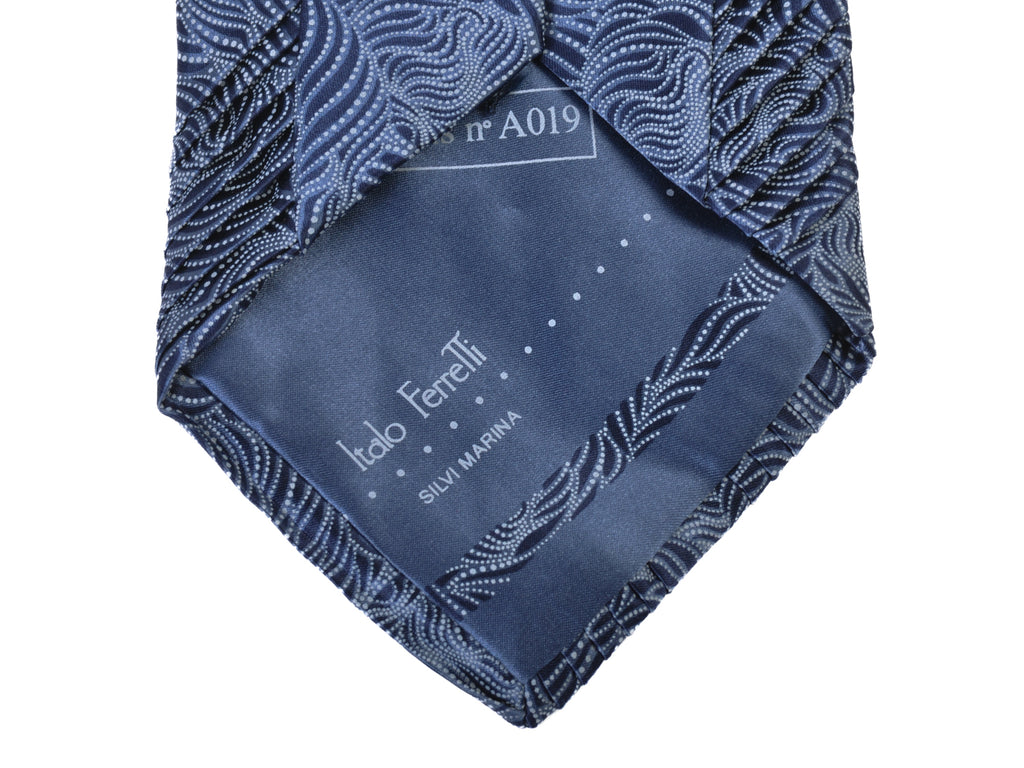 Italo Ferretti NIB Blue Pleated Tie and Pocket Square