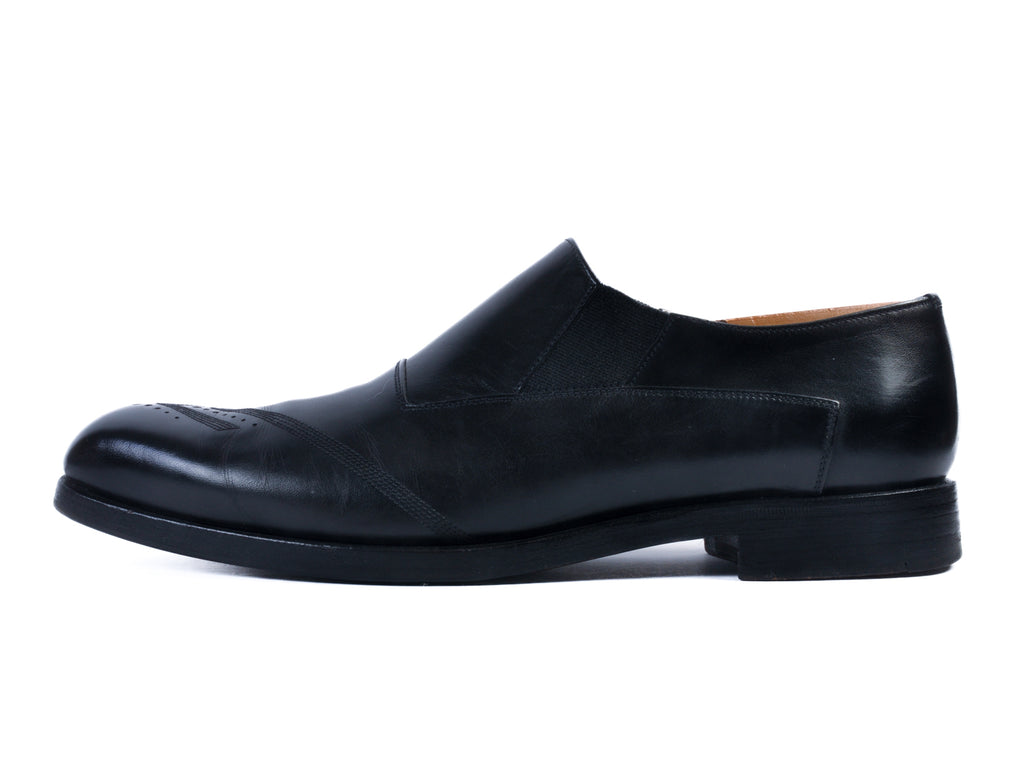 Prada Black Perf Toe Slip On Shoes