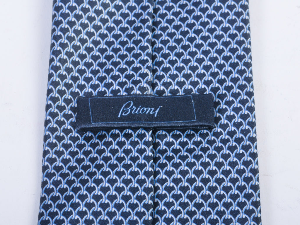 Brioni Navy Blue Chain Mail Print Tie