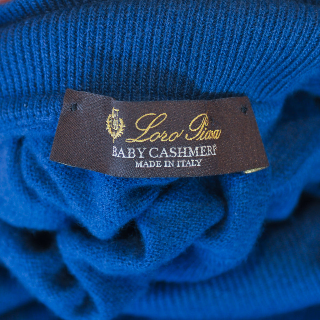 Loro Piana Blue Baby Cashmere Roll Neck Sweater