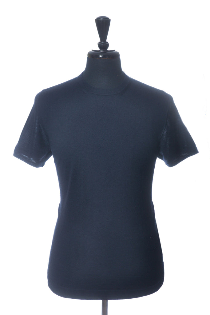 Isaia Navy Blue Silk Cashmere Knit T-Shirt