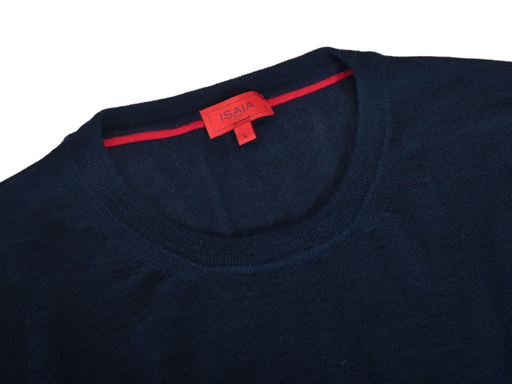Isaia Navy Blue Silk Cashmere Knit T-Shirt