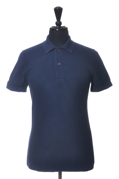 Tom Ford Washed Navy Blue Pique Polo Shirt