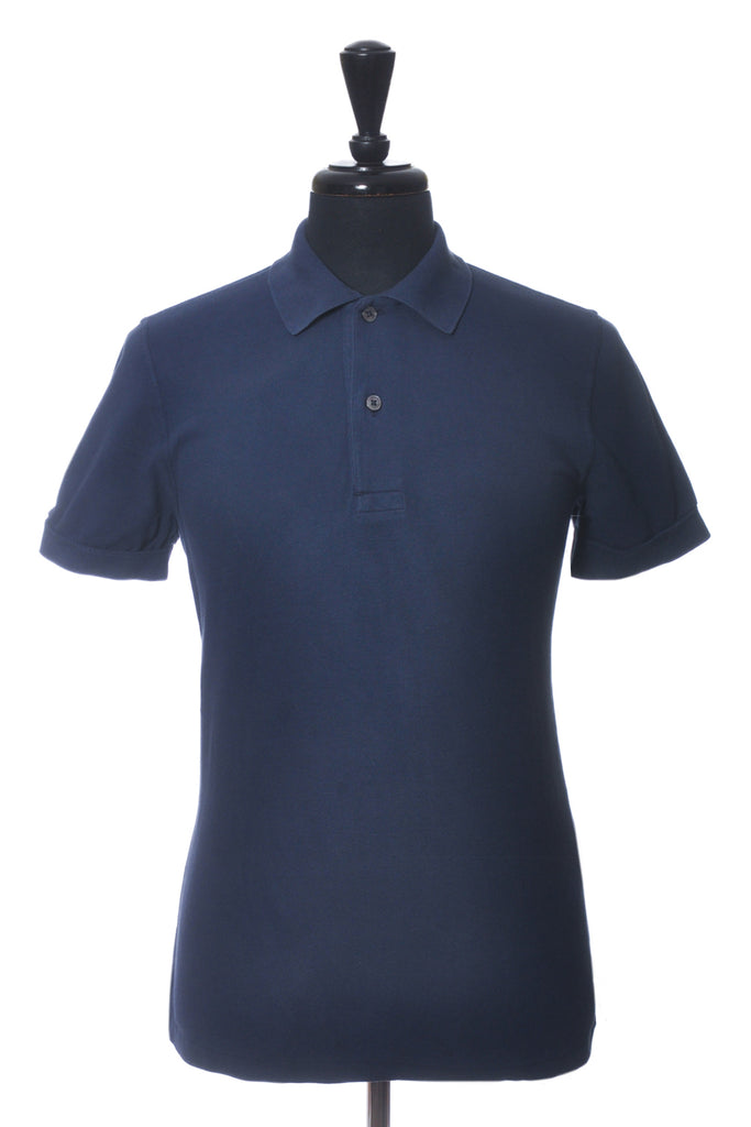 Tom Ford Washed Navy Blue Pique Polo Shirt