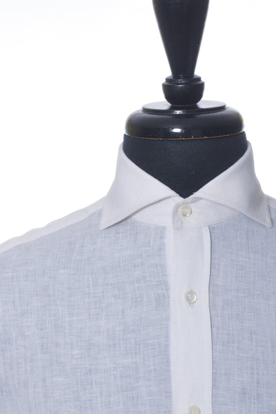 Brunello Cucinelli Ivory Linen Basic Fit Shirt