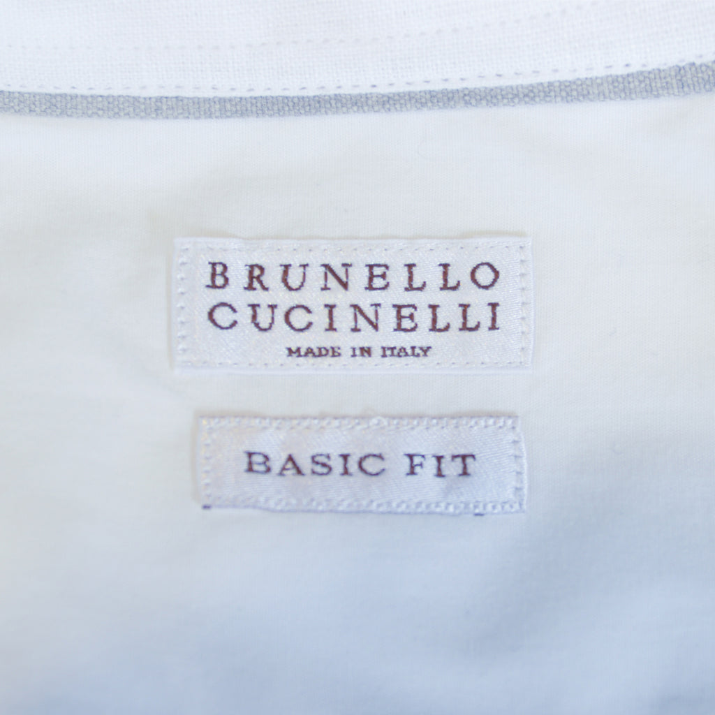 Brunello Cucinelli Ivory Linen Basic Fit Shirt