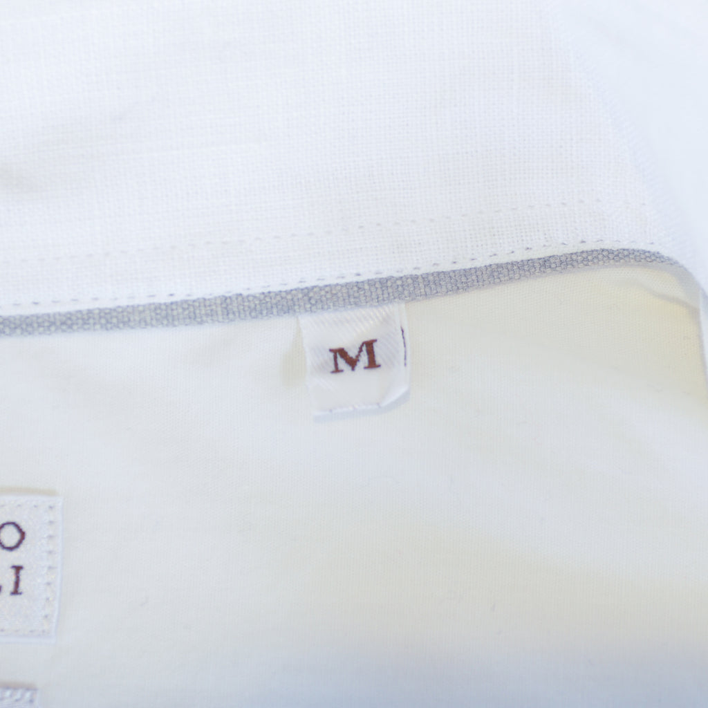 Brunello Cucinelli Ivory Linen Basic Fit Shirt