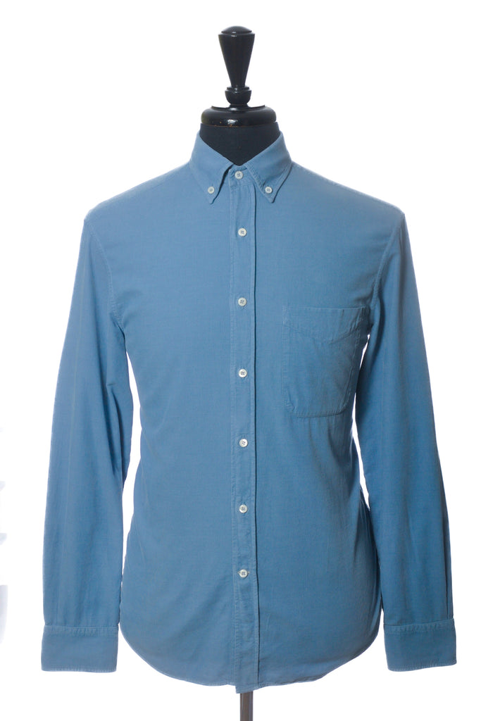 Brunello Cucinelli Slate Blue Fine Corduroy Loose Fit Shirt