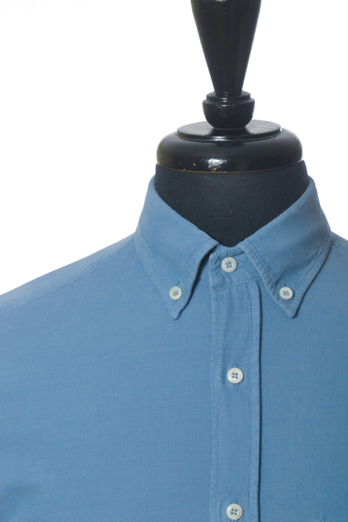 Brunello Cucinelli Slate Blue Fine Corduroy Loose Fit Shirt