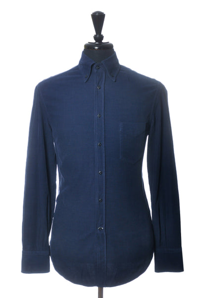 Brunello Cucinelli Navy Fine Corduroy Basic Fit Shirt