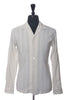Zegna Grey on Ivory Striped Camp Collar Shirt