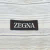 Zegna Grey on Ivory Striped Camp Collar Shirt