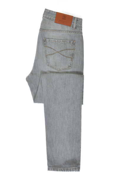 Brunello Cucinelli Grey Traditional Fit Selvedge Jeans