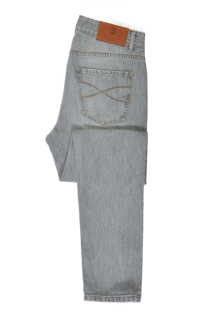 Brunello Cucinelli Grey Traditional Fit Selvedge Jeans