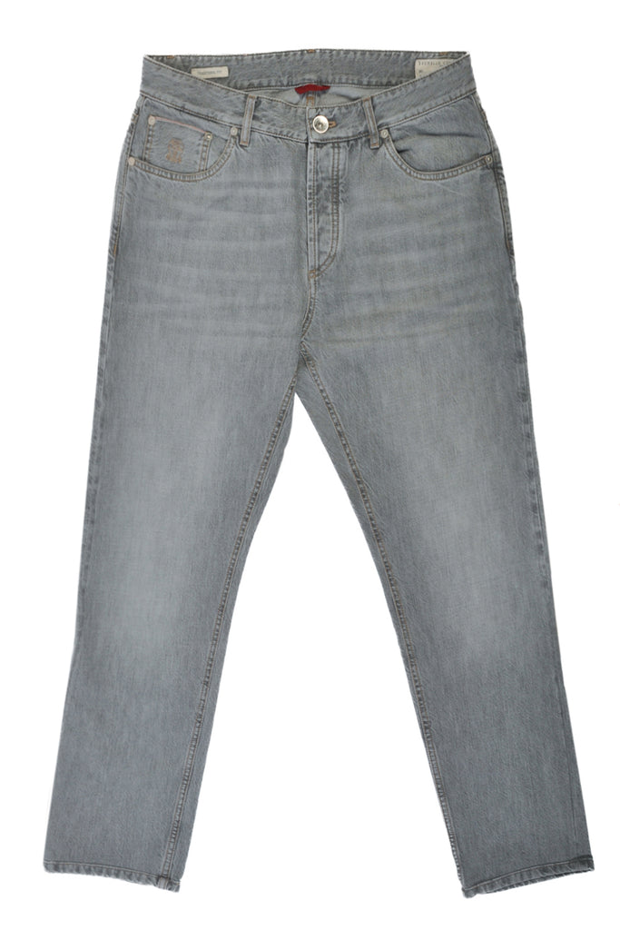 Brunello Cucinelli Grey Traditional Fit Selvedge Jeans