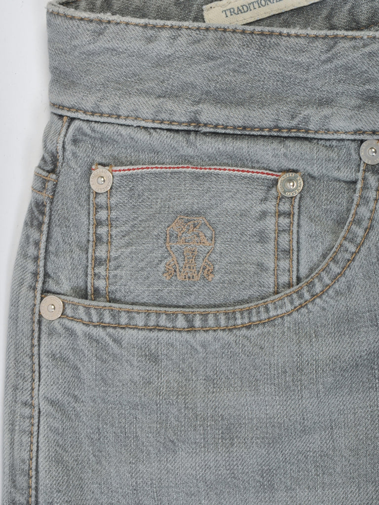Brunello Cucinelli Grey Traditional Fit Selvedge Jeans