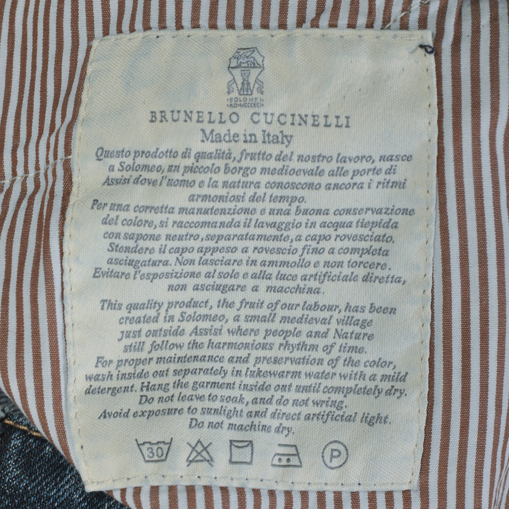 Brunello Cucinelli Dark Blue Skinny Fit Cuffed Jeans