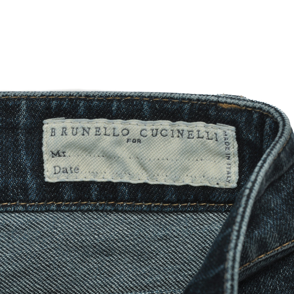 Brunello Cucinelli Dark Blue Skinny Fit Cuffed Jeans