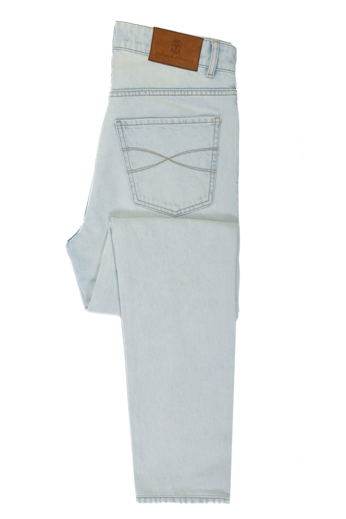 Brunello Cucinelli Bleached Blue Traditional Fit Jeans