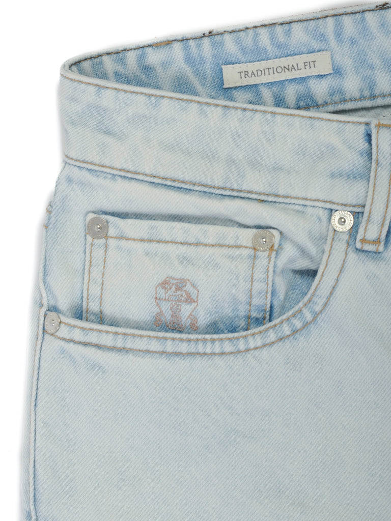 Brunello Cucinelli Bleached Blue Traditional Fit Jeans