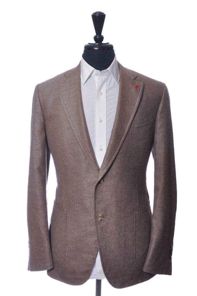 Isaia Brown Silk Cashmere Base Cortina Blazer