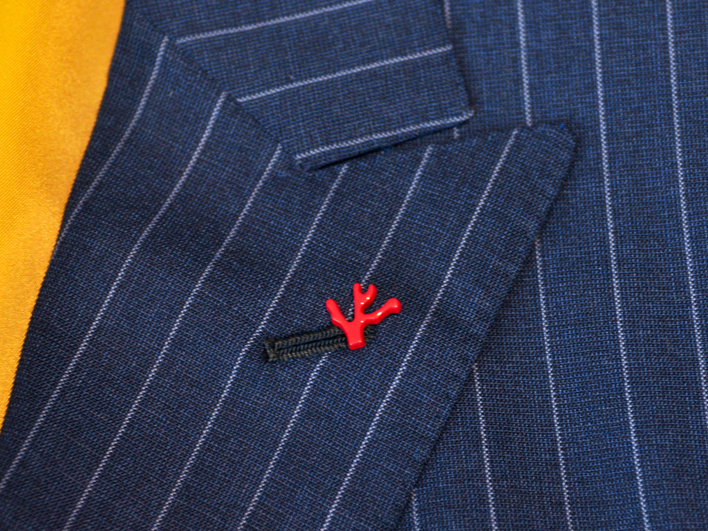 Isaia Blue Pinstriped Base Sanita Three Piece Suit
