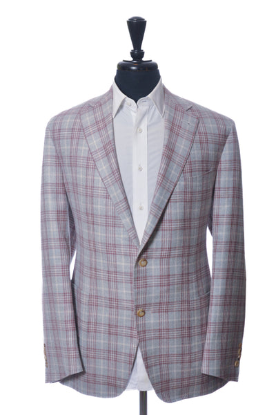 Canali Kei Merlot on Grey Check Blazer