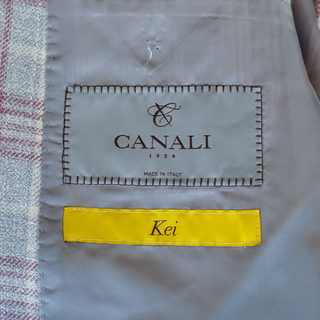 Canali Kei Merlot on Grey Check Blazer