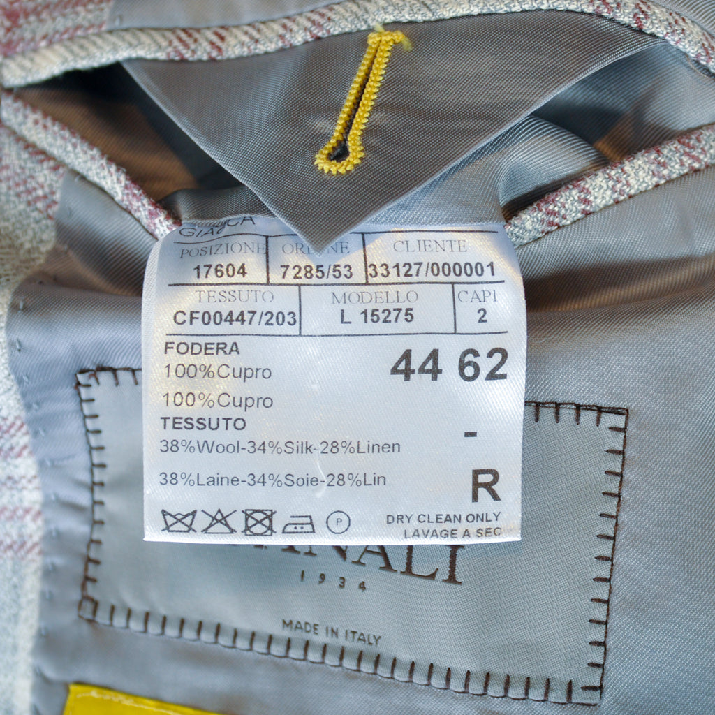 Canali Kei Merlot on Grey Check Blazer