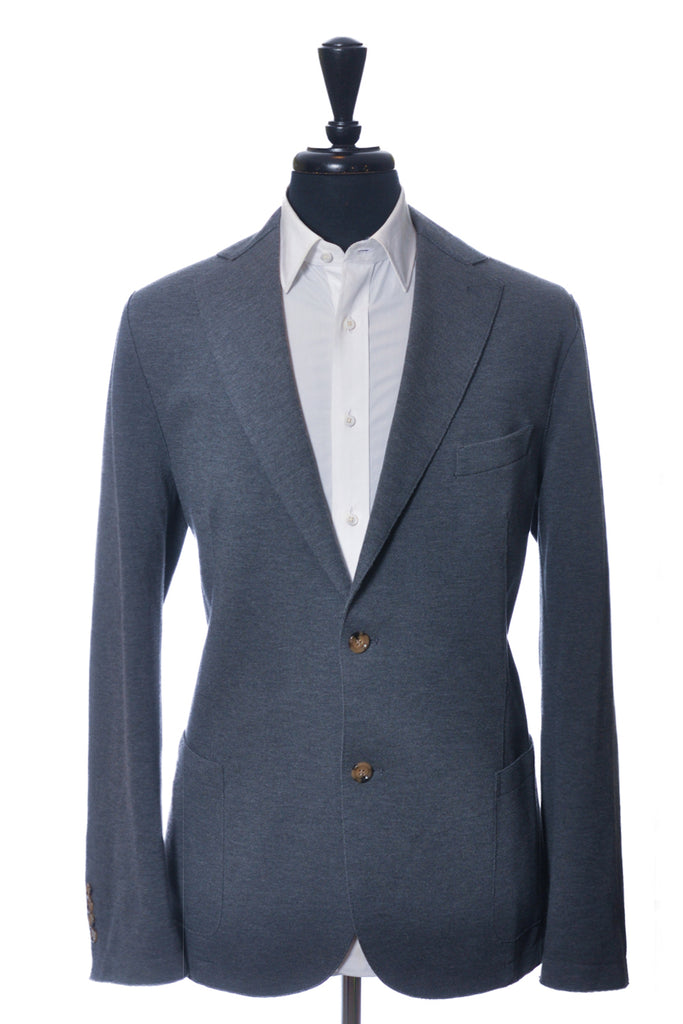 Eleventy Grey Cotton Blend Reverse Seam Blazer