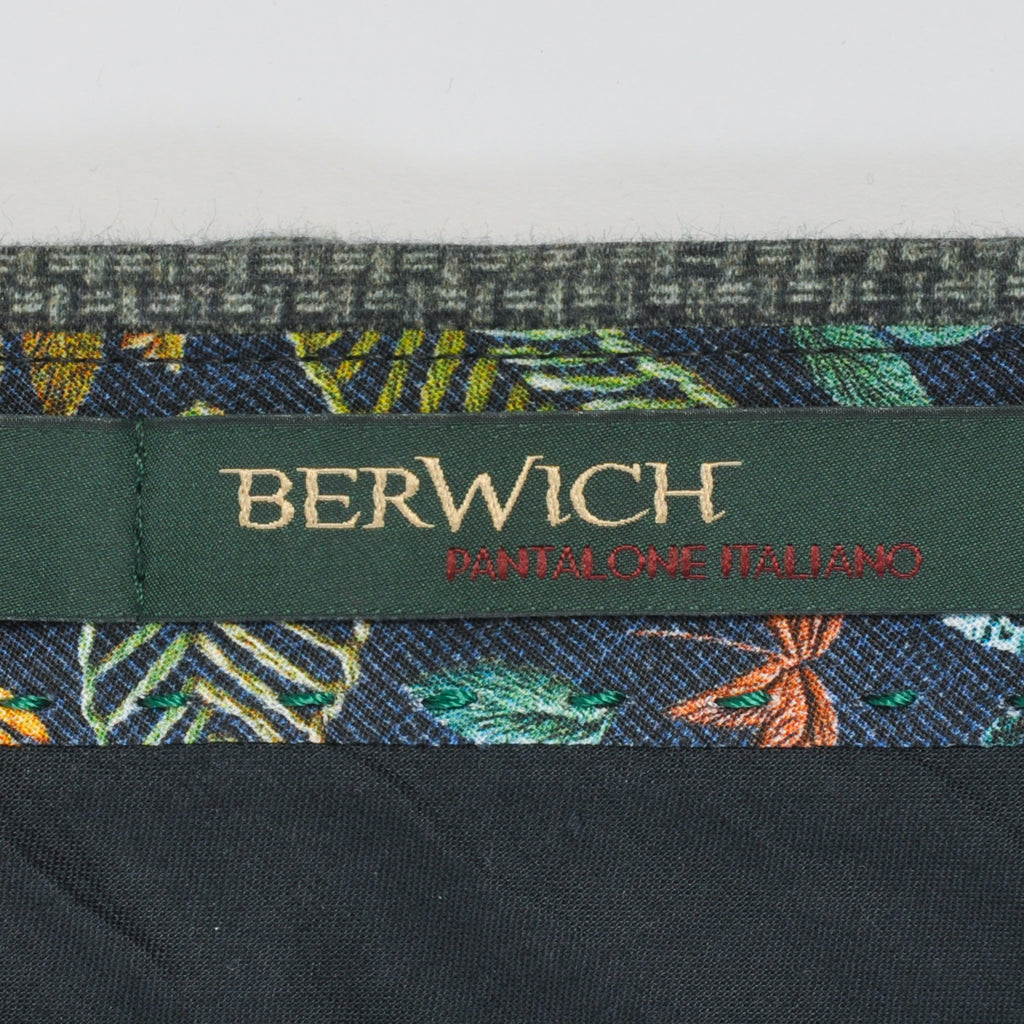 Berwich Green Print Pleated Trousers