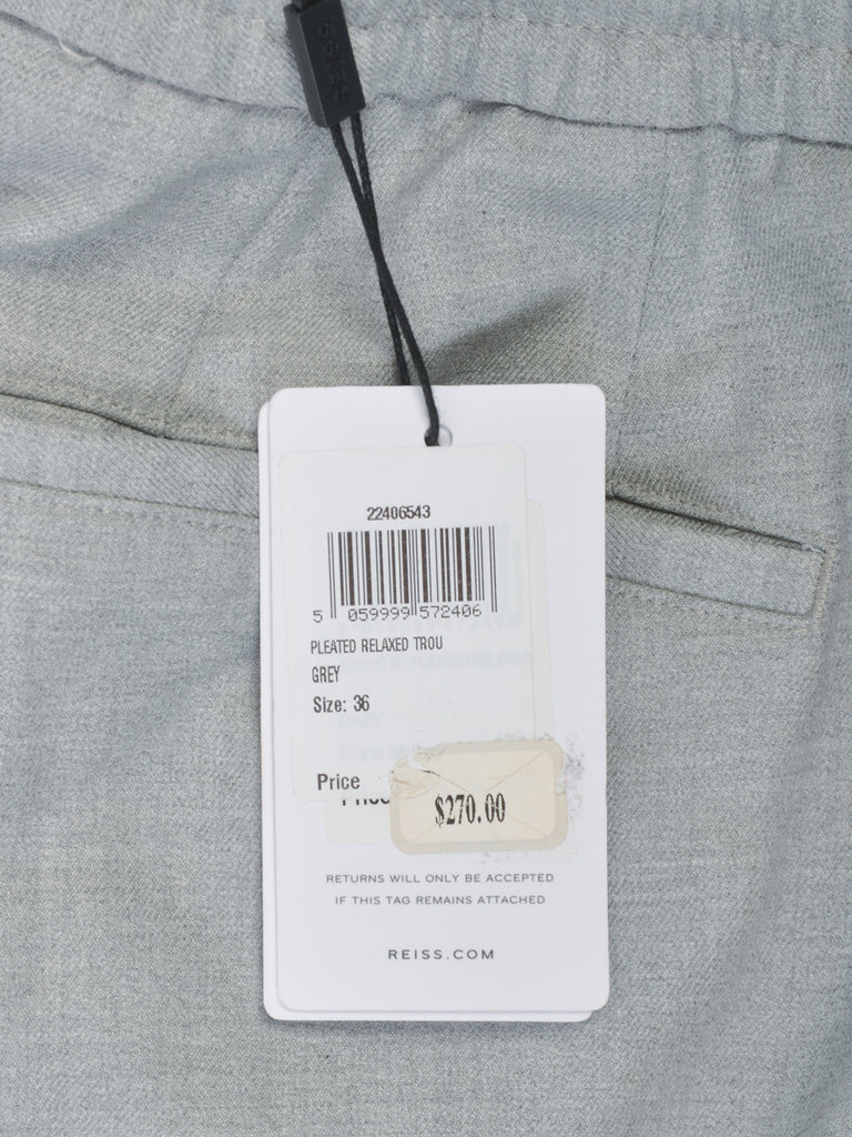Reiss Grey Brighton Pleated Relaxed Trouser