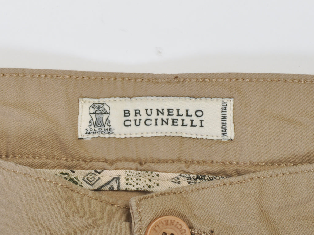 Brunello Cucinelli Light Brown Stretch Cotton Chinos