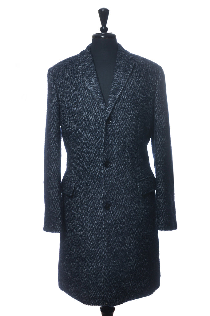 J.Crew Thompson Navy Blue Shaggy Herringbone Tweed Coat