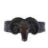 Just Cavalli Black Ram Head Buckle Belt