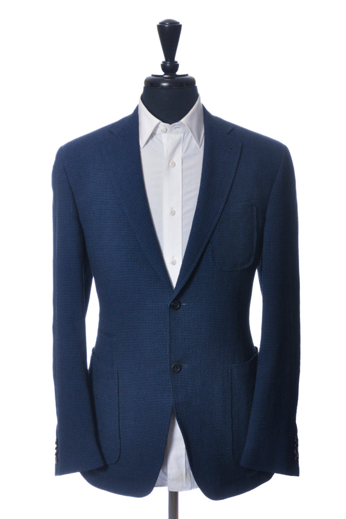 Canali Kei Blue Check Seersucker Blazer