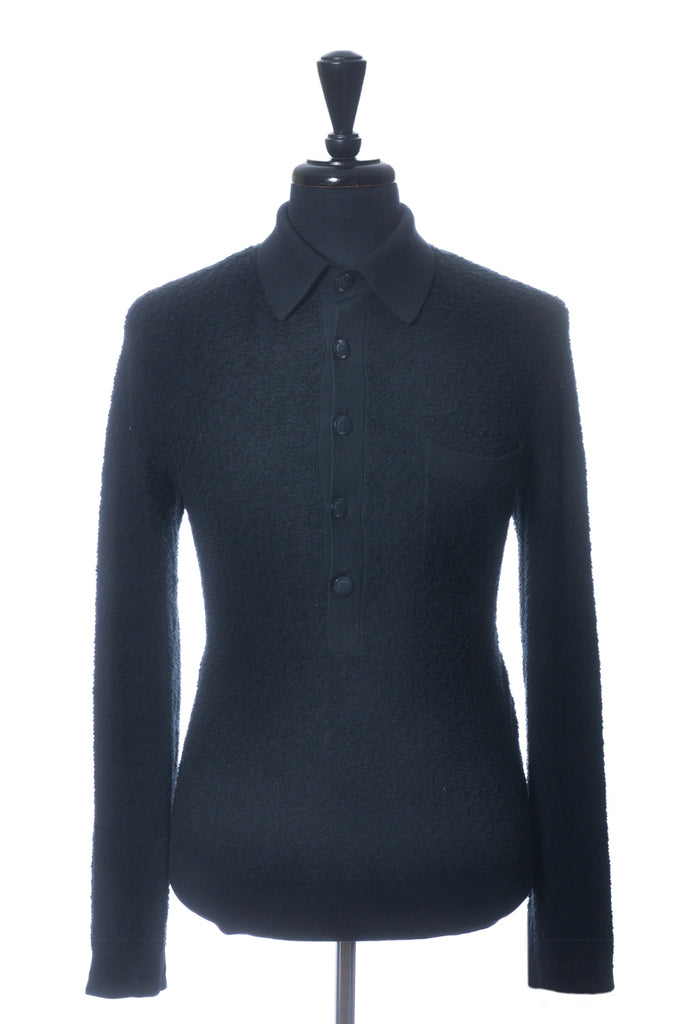 Chanel Black Terry Collared Knit