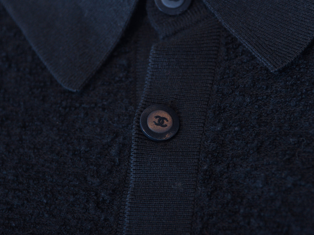 Chanel Black Terry Collared Knit